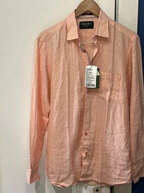 Club Room Peach Button-Down Linen Shirt